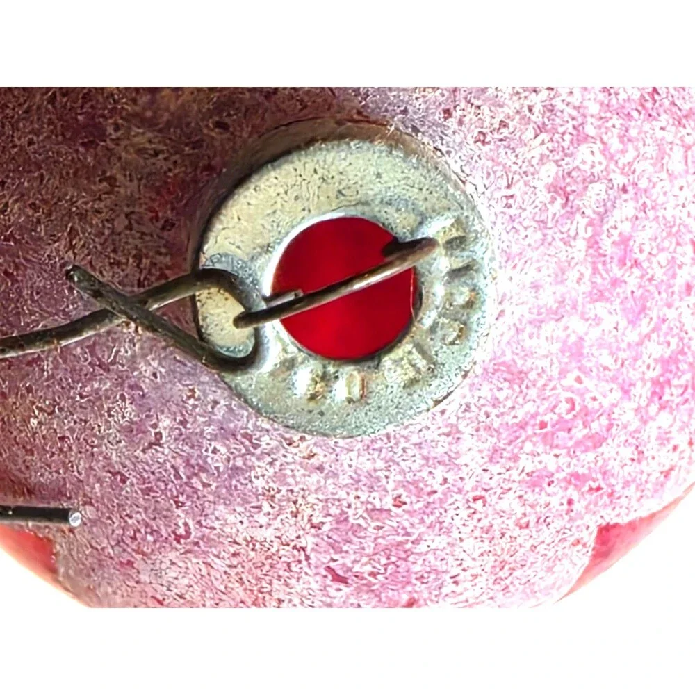 Vintage Christmas Ornament Red  Glass Ball Mica Snowcap 2.5